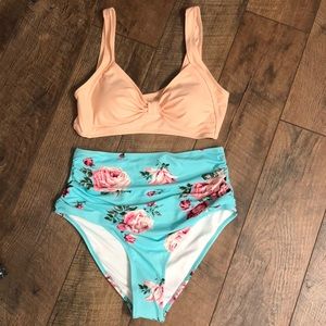 Cupshe 2-piece swim LARGE with high waist